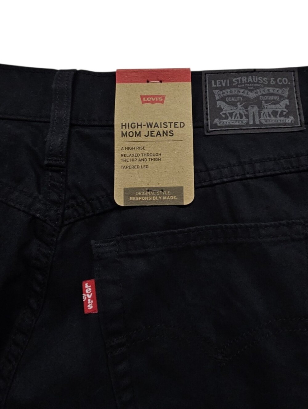 Levi's High Waisted Mom Jeans in Black Cotton and Hemp Size 30 NWT - Picture 6 of 13